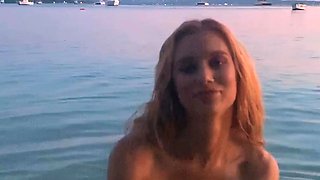 Blonde teen nudist Virginie at beach