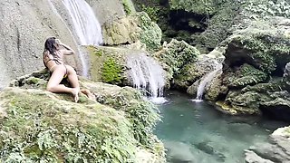 Yellow Bikini At Waterfall - Monika Fox