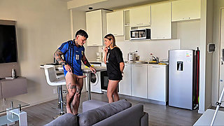 Cheating Wife! Her Husband in Bed and Her Fucking Her Friend on the Couch