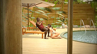 I'm a Cuckold, My Wife Sucks a Big Black Cock by the Pool on the Beach