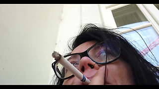 Masturbate I Need Smoking on Balcony Plus Small Close-up View on My Hard Nipples