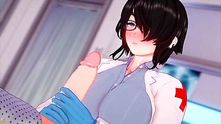 Handjob cumshot, 3d hentai, hand-job