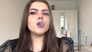Purple Lipstick Purple Nails Smoking Babe