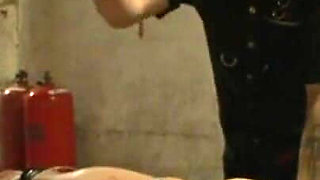 Petit girl stretching, candle dripping