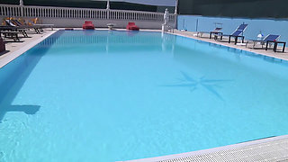 Omg! Hot Brunette Maid Gets Fucked by Guy with Big Cock on Vacation - Poolside Passion!