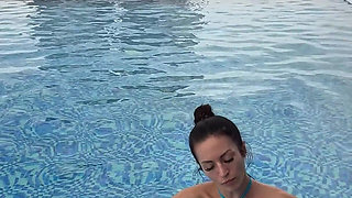 Bikini, Spit on Boobs, Ahegao, Butt Tease in a Public Pool