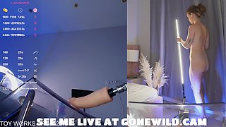 Blonde Fucked by Machine Live Show - Glass Table Exhibitionist