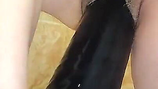 Snow Girl Masturbates with Monster Dildo