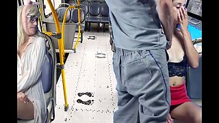 Worker Takes Out Dick and Pushes Women on the Bus