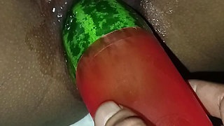 Sexy sister-in-law with big cucumber