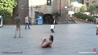 Spanish hottie fucked in van in public