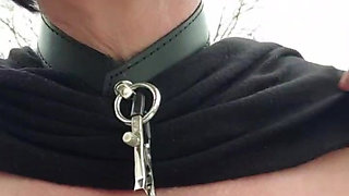 Naked next to the car