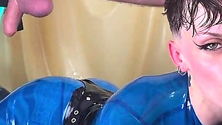 Inside the Training 28: Blue Latex Catsuit, Suspension, Fisting & Pegging in Extreme Heat