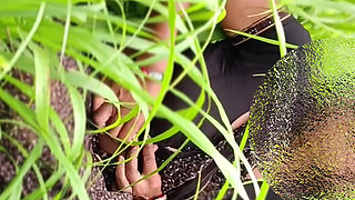 The village's desi sister-in-law, with a thin waist, showing her body cutting fodder in the field, brought the brother-in-law home and made the sister-in-law suck the cock in the mouth