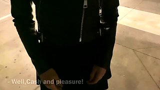 Big-Titted German Blonde Rides Me in My Car for Cash