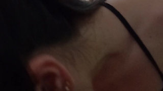 Asian nanny with a big ass swallows a huge cock until she cums.