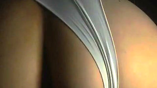 Stepson Managed to Record Stepmother with Her Panties Pulled to the Side in the Dark of the Bedroom, Doggy-style