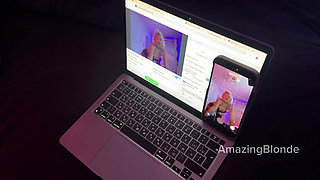 Amazing Blonde bitch fucked in front of viewers during a webcam show