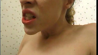 Hot Blonde Beauty with Big Natural Knockers Samantha Sterlyng Get Drilled in the Toilet