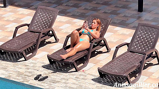 Step Mom Anissa Miller Catches Step Son Jerking Off While She Sunbathes - Big Tits Latina MILF Fucks Him Hard