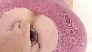 19yo Redhead Anal with Huge Toy in Yoga Pants