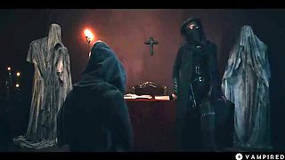 Lesbian Vampire Cosplay Sex - BDSM Leather Domination & Pussy Licking - Amirah Adara & Matty