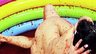 Pool Pussies Scene-4 Brunette Lesbians with Big Tits Having Sex Together in a Jelly Pool