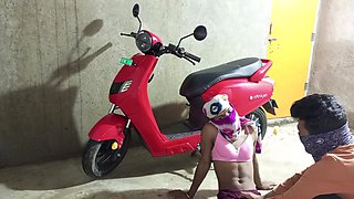transsexual dances on electric scooter in her own house