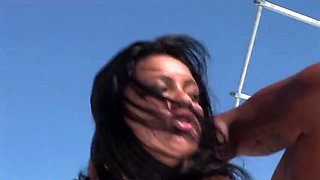 Babalu gets her holes filled with cock while cruising the sea