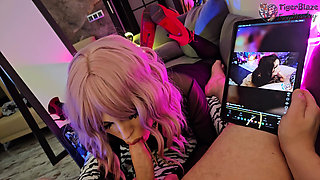 She Put on a Pink Wig, I Did a Photo Shoot for Her, and She Reciprocated with Ice and Let Her Cum on Her Face