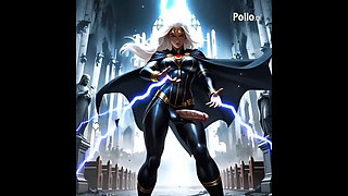 AI Generated Storm Tranny Babe rides enemy monster cock