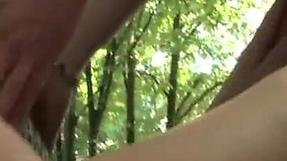 Outdoor action with a brunette chick who sucks marvelous thick cock