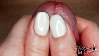 She Caresses His Frenulum and He Quickly Cums