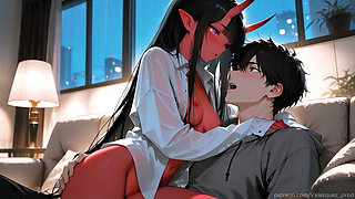 Red Skin Oni Girl Gets Completely Ruined. Hentai Animation (AI)