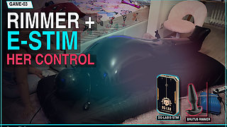 Wife Milks Her Submissive Husband-slave in an Inflatable Latex Bag - E-stim, Rimmer & Heavy Breathing
