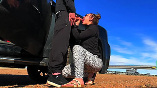 Busy Roadside Sex and Hotel Balcony Blowjob