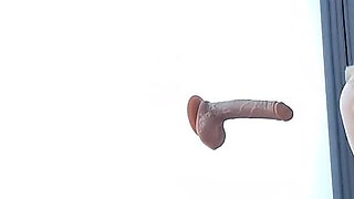 Toy Play - Dildo on the Window - Blowjob