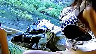 Latina step daughter Esmeralda anal outdoor fucked and masturbated on holiday