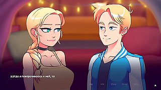 Sexy blonde big natural tits with huge nipples in wild animated scenes