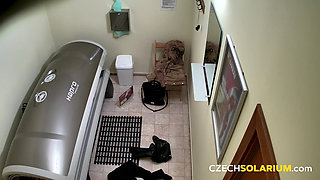 Czech Solarium 160: Hot Blonde Strips Down on Solarium Cam