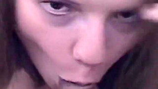 Young Blonde Babe Sucks and Rides Her Dildo