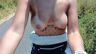 I Flash My Tits Outdoors While Riding a Bike
