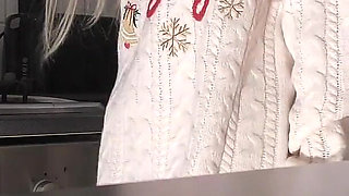 Hot Petite Sexy Girl in the Kitchen Masturbates on Christmas Day for Good Luck and Satisfaction