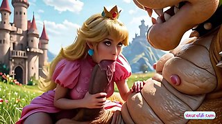 Mario's princess gets slammed by monster cock in the castle grass