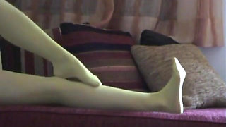 Relaxing in Yellow Pantyhose