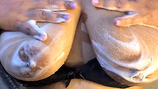 Caught Horny Boudi Pressing Big Boobs & Fingering While Taking Shower