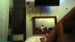 POV accomplished through wall mirror's reflection of Mexican couple having hot sweaty sex  Urfreaknastycouple