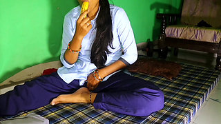 Teacher caught Desi indian school girl caught with banana in here pussy red heand , sucking hard dick.he had sex with her