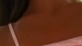 Skinny Brunette Fingers Dripping Pussy and Swallows Cum Load