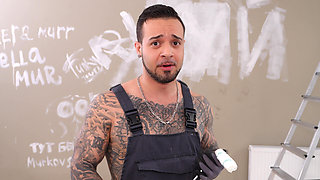 Two Horny Sluts Giving Their Bodies Repairer with a Monster Cock